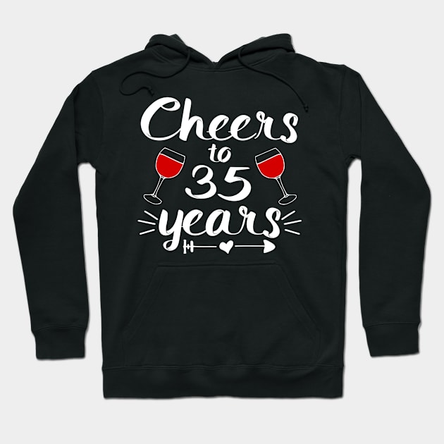 Cheers to 35 years Anniversary Gifts For Couple, Women and Men Hoodie by shamyin